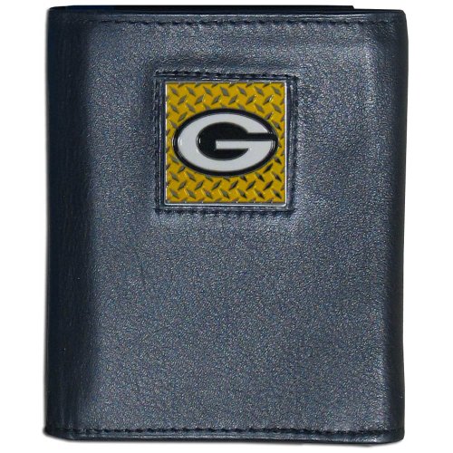 Portefeuille Tri-Fold Green Bay Packers NFL cuir noir billets et cartes