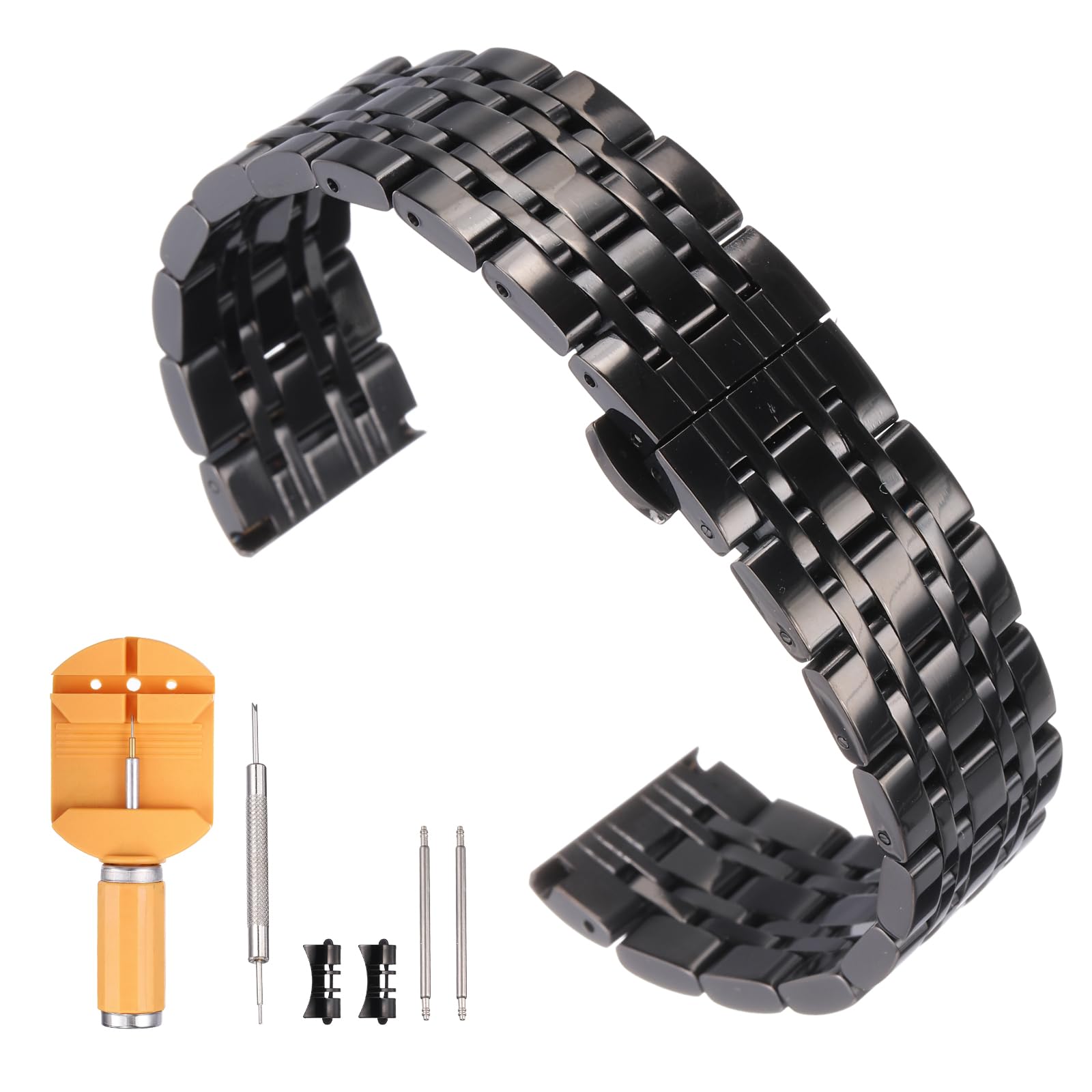QUARKZMAN Cinturino Orologio Acciaio Inossidabile 20mm Sgancio Rapido Nero