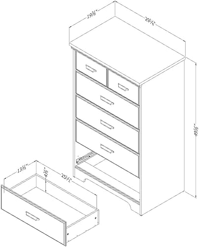 Miniatura 3 de Cajonera de 5 cajones South Shore Versa Collection, Madera, Weathered Oak