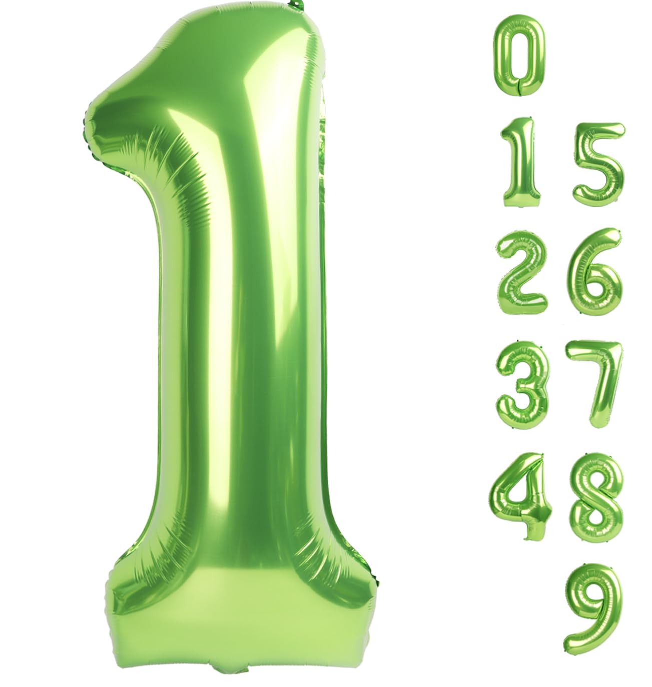 Number Balloons 1, 40 Inch One Balloons for 1st Birthday Girl Boy 1 11 21 Party Decorations Baby Shower Photo Shoot, Light Green 1 Balloon