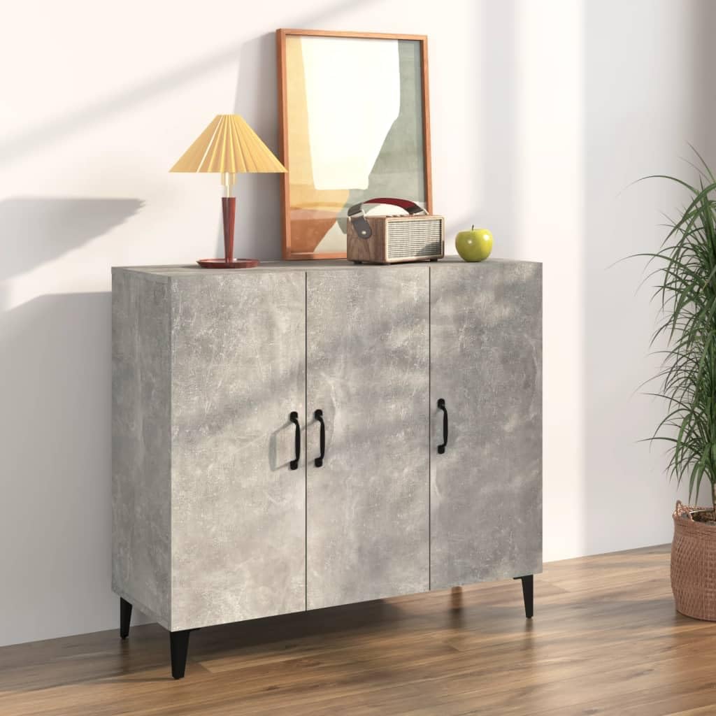 vidaXL Buffet Armoire de Rangement Organisateur de Maison Meuble de Rangement Armoire de Salon Intérieur Gris Béton Bois d'Ingénierie 90x34x80 cm