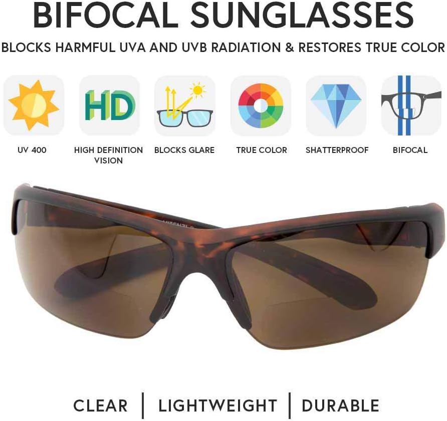 VITENZI Bifocal Sunglasses for Men and Women Wrap Around Reading Sun Tinted Glasses with Readers - Rome