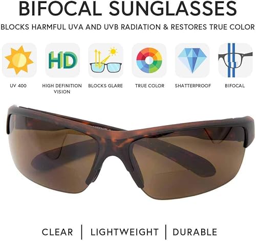 Miniatura 3 de VITENZI Gafas de sol bifocales para hombres y mujeres, para lectura envolvente, lentes tintados con lectores - Roma