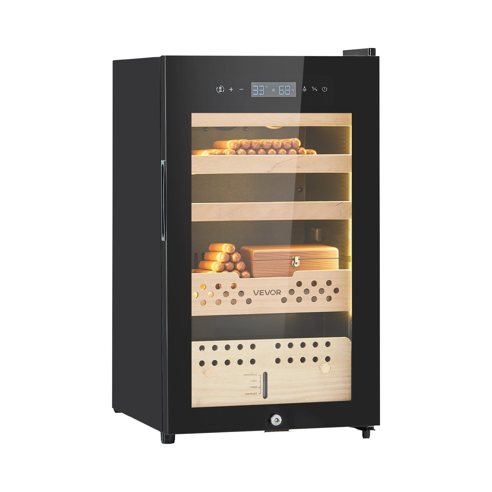 VEVOR Electric Humidor, 70L, 400 Counts Electric Cigar Humidor Cabinet with Compressor Cooling, Constant Humidity &amp; Temperature Control, Spanish Cedar Wood Shelves &amp; Drawers, 4 Layers, for Household