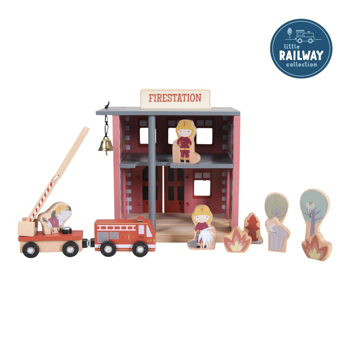 Little Dutch 4490 Holz Haus Feuerwache Feuerwehrstation mit Zubehör