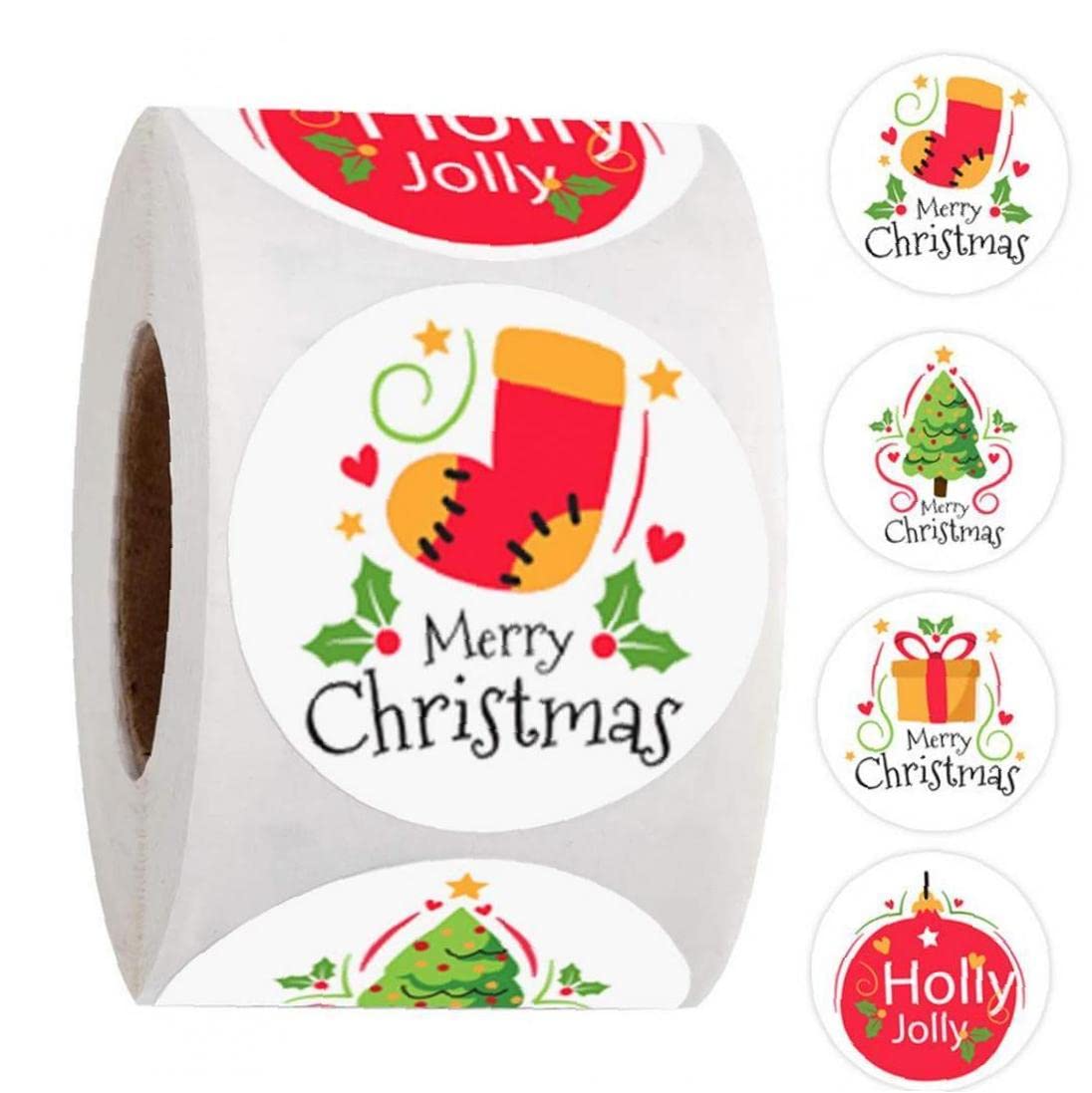 Pinicecore 500Pcs/Roll Merry Christmas Decor Santa Sticker Sticker Party Gift Baking Sticker Wrapping Gift