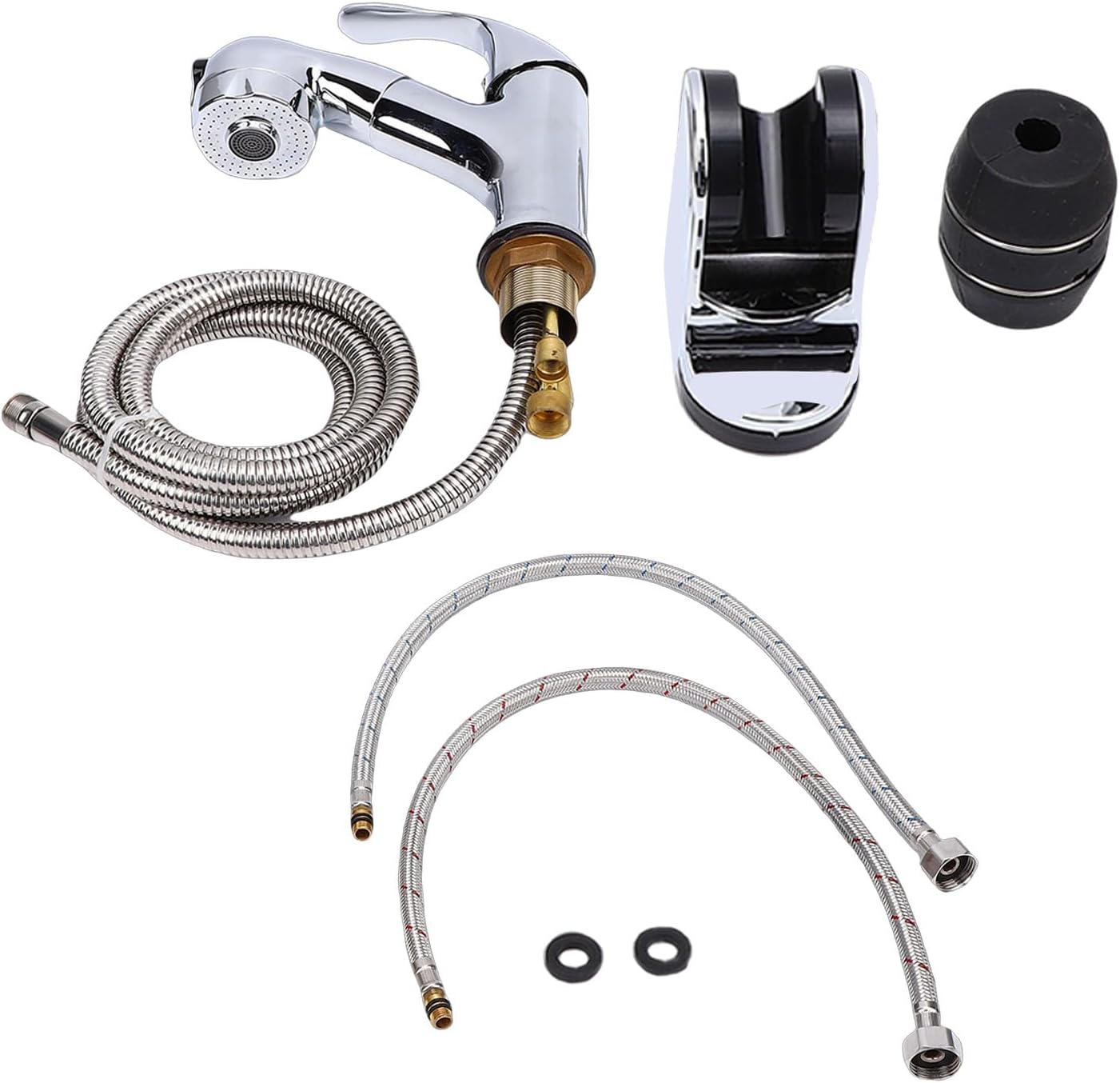 Pull Out Kitchen Faucet, Single Handle Stainless Steel Copper with Ceramic and Ti Coating for RV Yacht Bathroom Sink