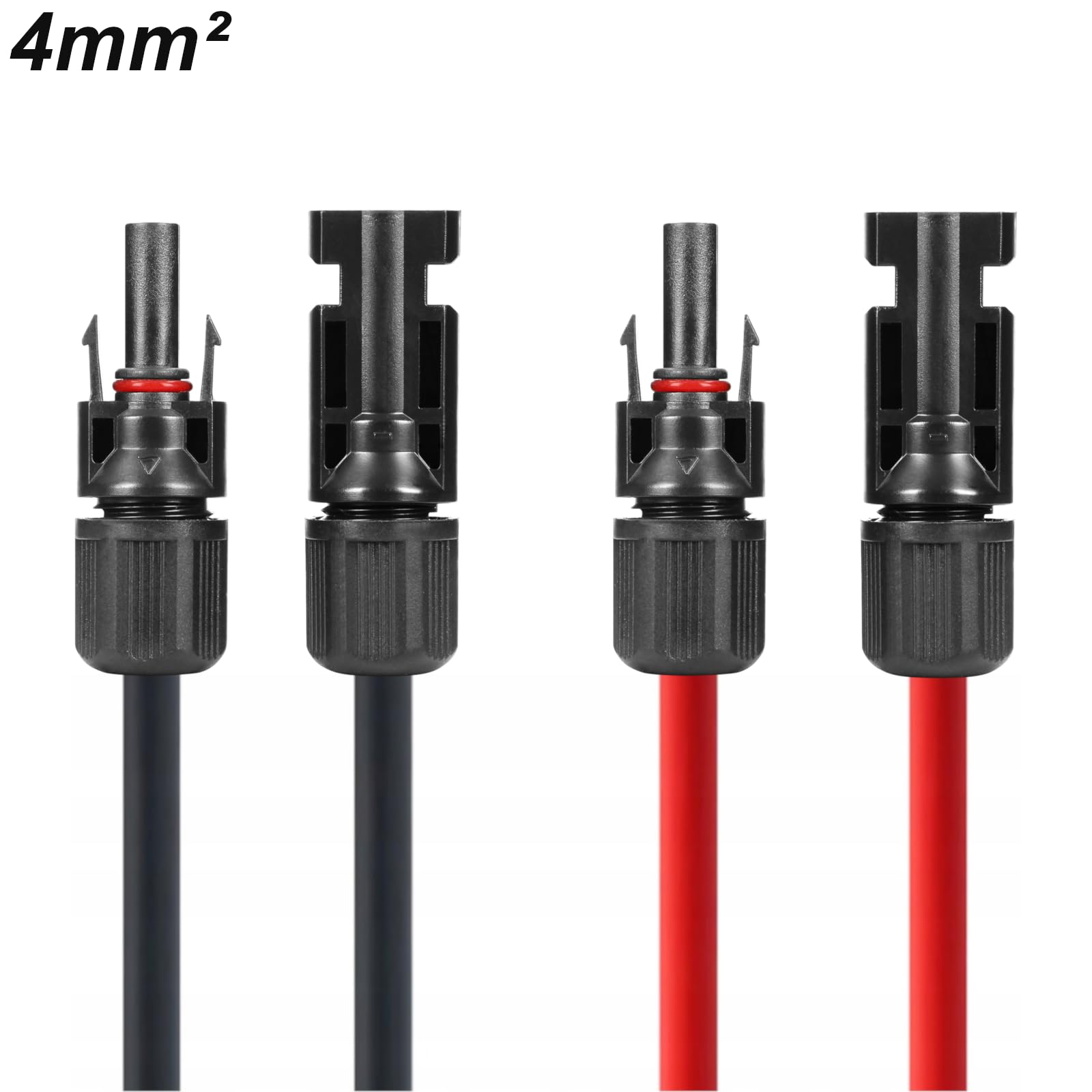 KBE Solarkabel inkl. Stecker Verlängerung 0,5-50m 4mm² 6mm² - PV Kabel H1Z2Z2-K beidseitig rot/schwarz - Photovoltaik Solar-Verbindungskabel (2X 20m 4mm² / 0% MwSt.)