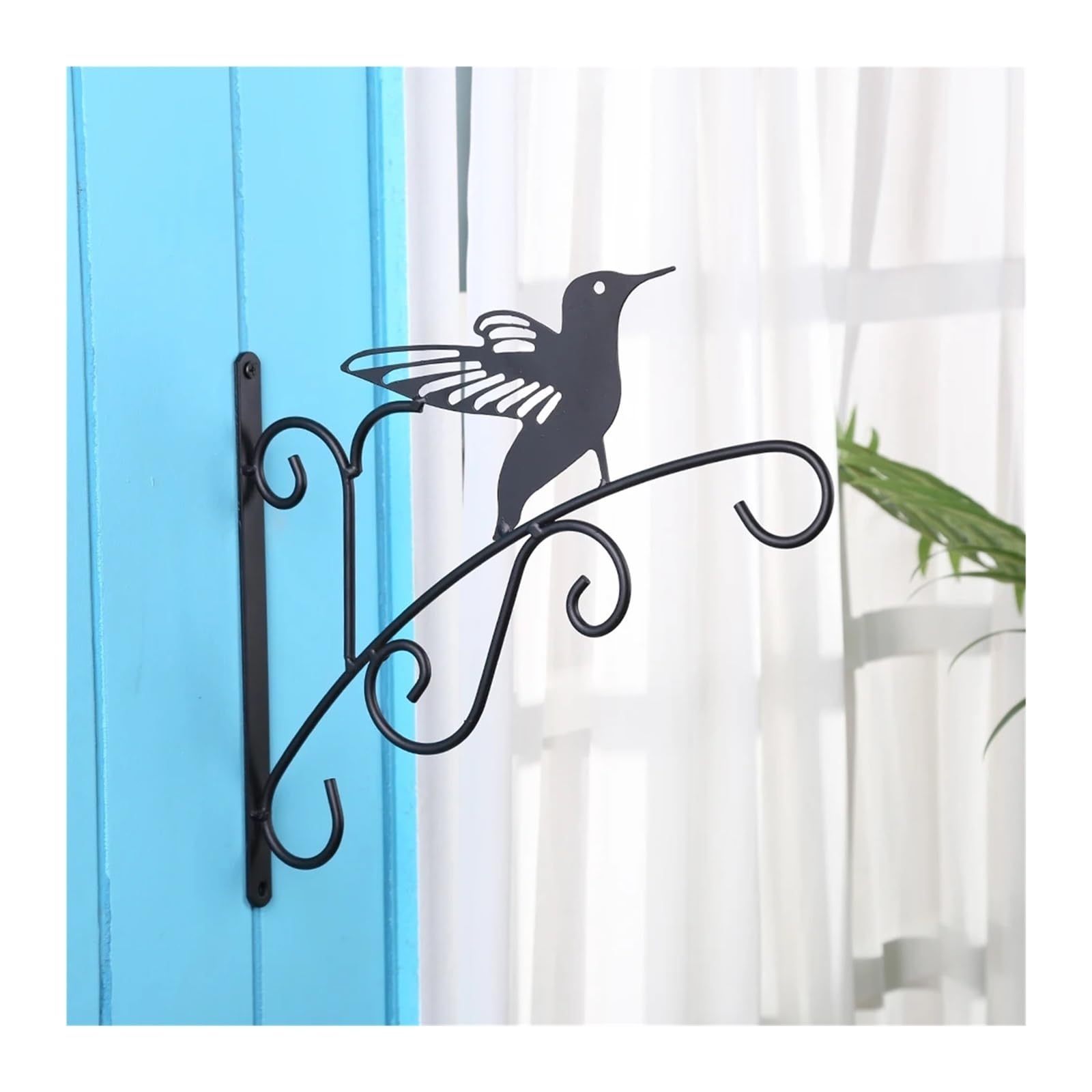 HUWOYG 11.8inch Plant Hanger Heavy Duty Iron Bracket for Bird Feeder Lanterns for Flower Baskets for Plants(Black B)
