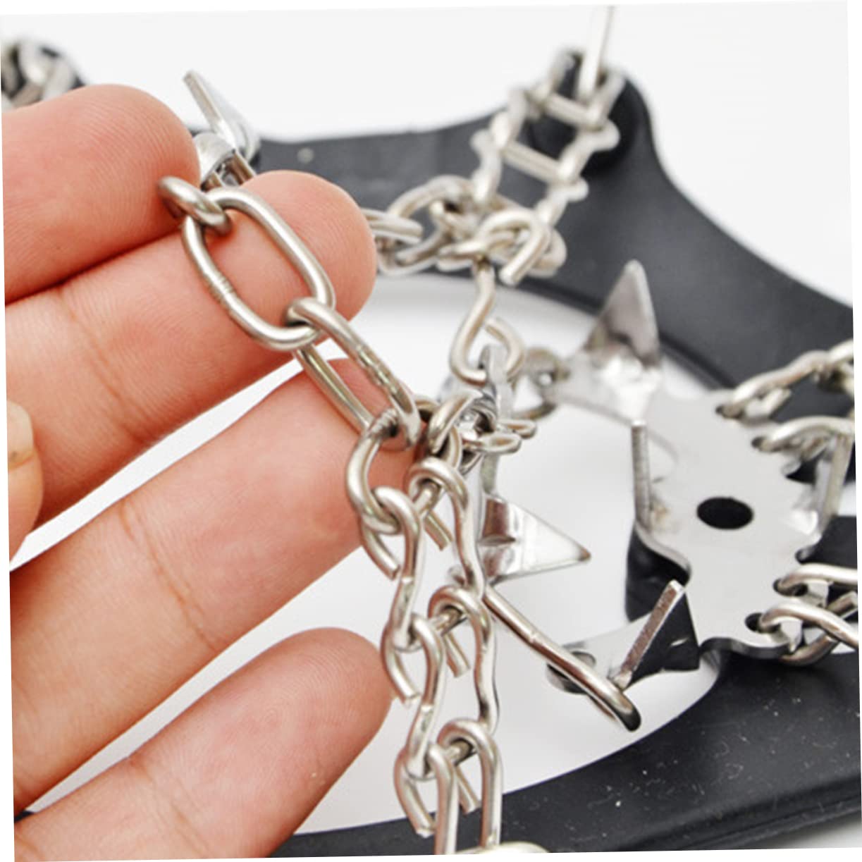 Yardwe 19-Tooth Mountaineering Crampons Anti-Skid Ice Snow Grips for Outdoor Shoes Black l Size Strong Traction Wear-Resistant