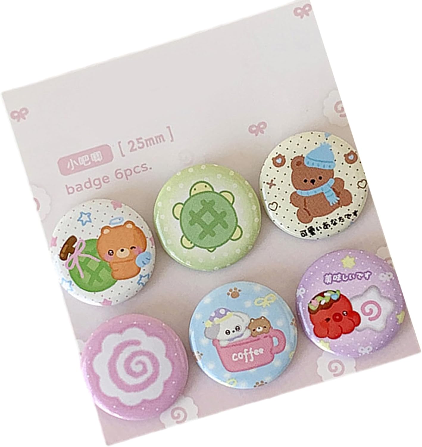 6Pcs Cartoon Metal Badges for Backpacks Clothes Jackets