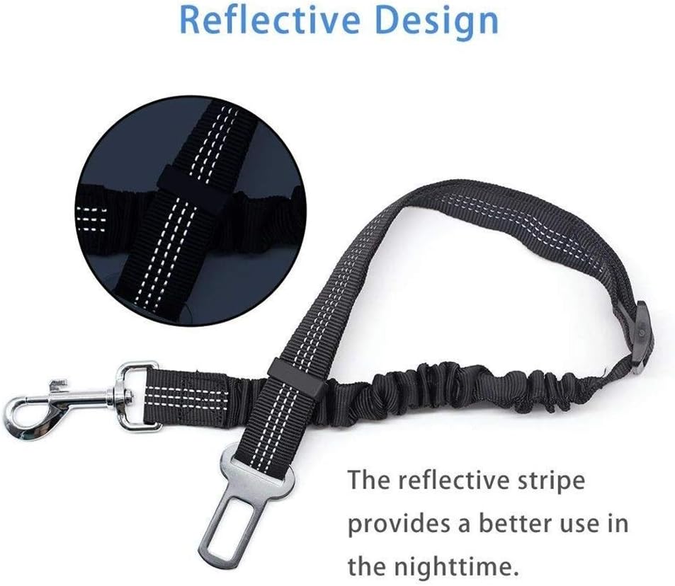 Basic Leashes Reflective Bungee Dog Seat Belt Harness for Vehicle Cars Adjustable Seatbelt for Medium Large Dogs for Pet