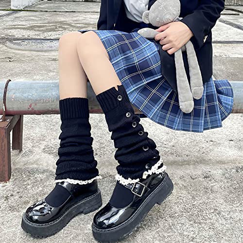 Image of Lebaley Kawaii Leg Warmers Y2K Harajuku Legs Warmer for Girls Women Lolita Accessorie Gothic Long Sock Winter Ankle Warmers
