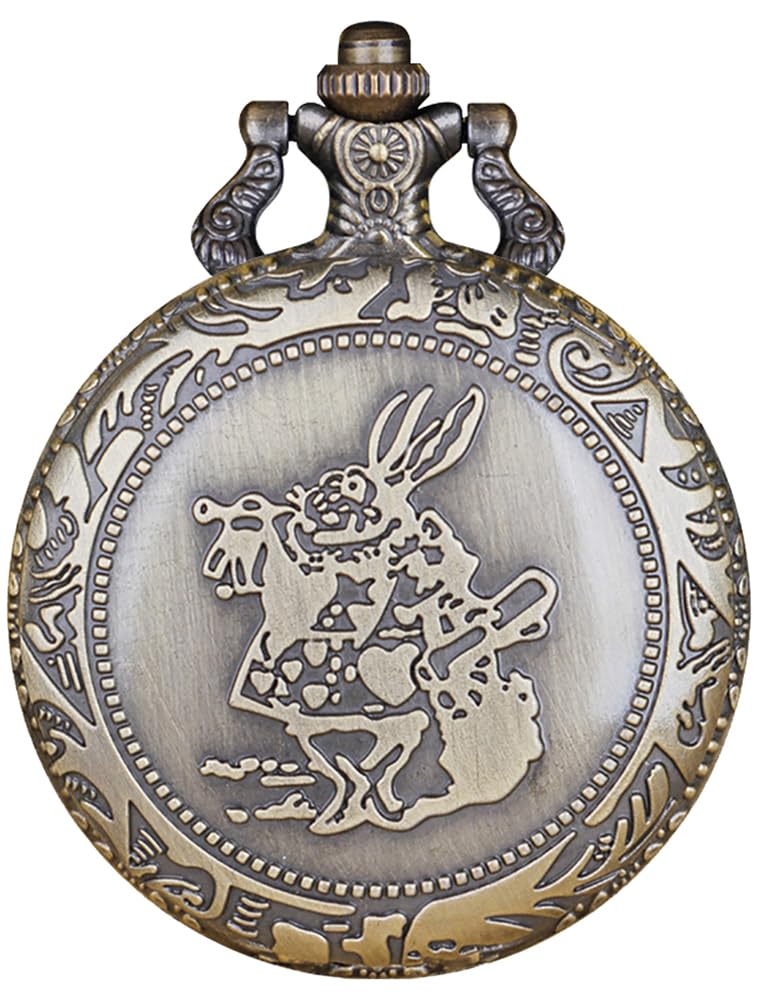 tiong Nostalgia Movie Theme Design Alloy Quartz Pocket Watch with Chain Necklace Pendant & Gift Box, bronze grey, retro-picture-32