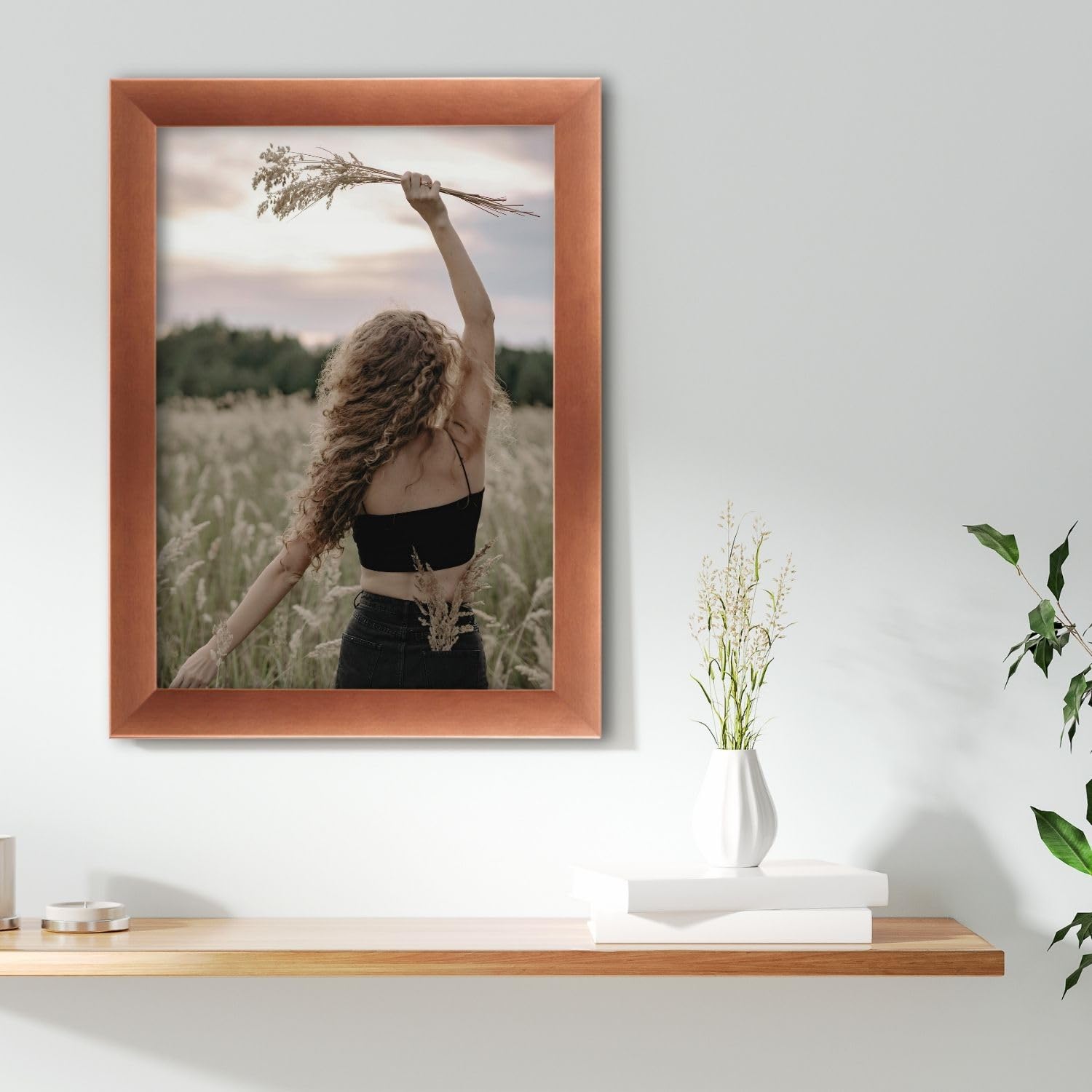 Marco de fotos OGK Thirtyfive 100x100 cm cuadrado color cobre con marco de madera MDF completamente recubierto, vidrio antirreflectante sin reflejos y respaldo de HDF - Portafotos para formato