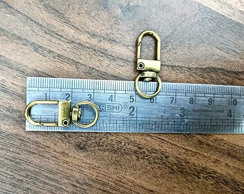 Image of Tia Strap Buckles Metal Clasps Lobster for Handbag, Spring Ring, Purse Dog Hook, Key Chain Swivel Trigger Snap Hook DIY and Purse Making Accessories (Bronze Push Gate Hook Swivel-Premium-33x10mm, 6)