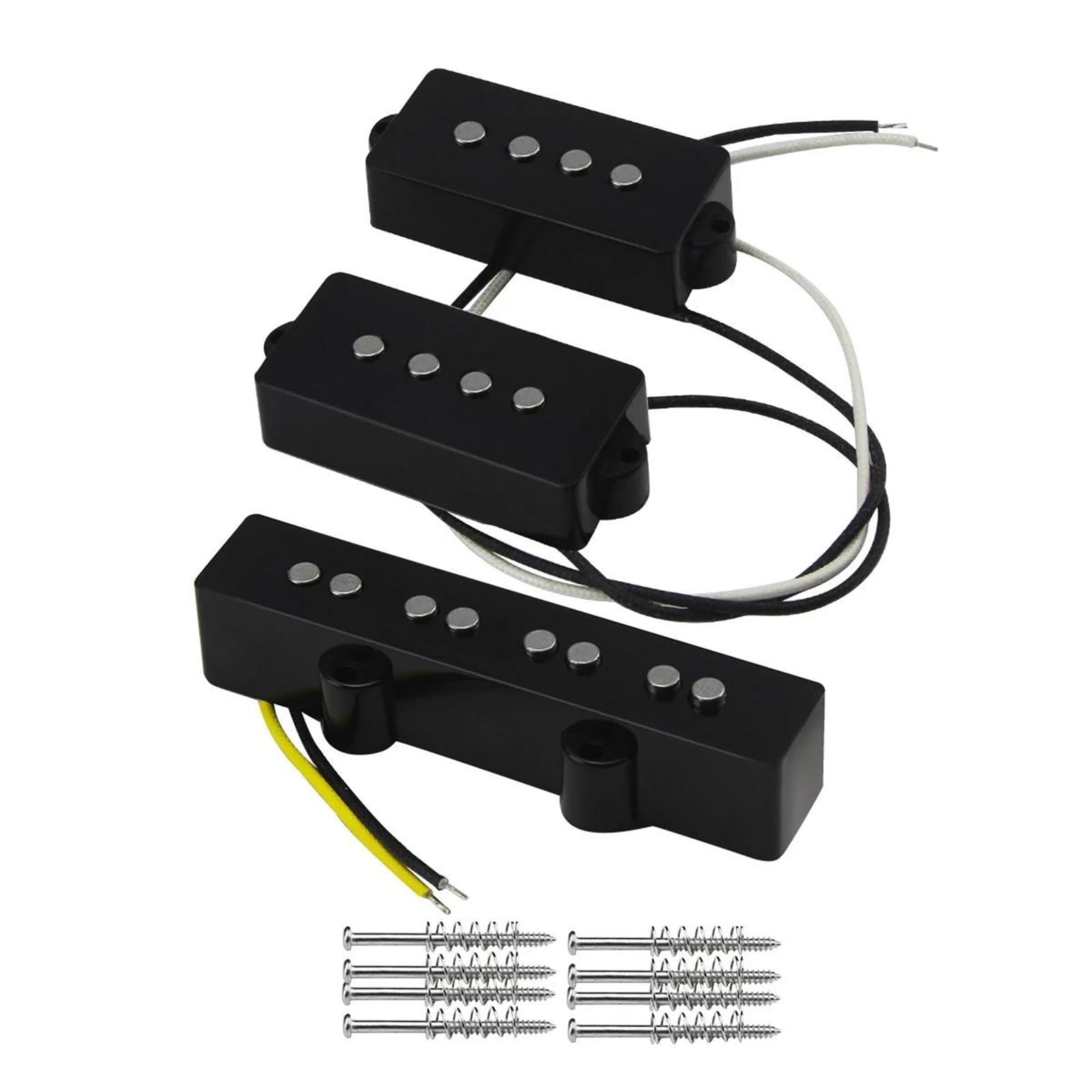 Repuestos Para Pastillas De Guitarra Adecuado Para Juegos De Pastillas De Bajo De 4 Cuerdas | Juego de pastilla de bajo Alnico 5, pastilla de puente PB, bobina de fibra negra para bajo