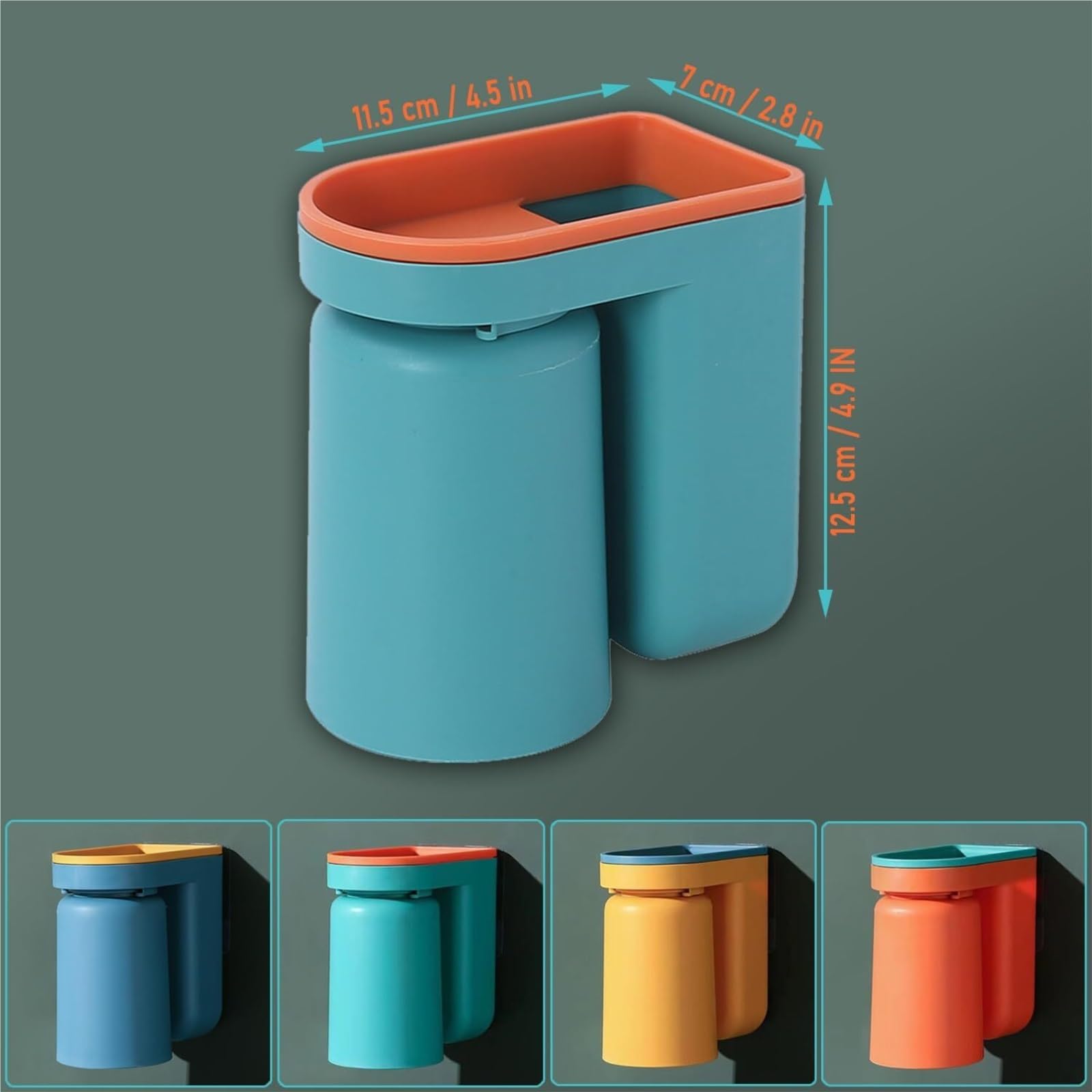 Baño Porta Soporte For Cepillo De Dientes, Diseño Invertido Montado En La Pared For Una Fácil Limpieza, Drenaje Adhesivo Cepillos Accesorios(Blue)