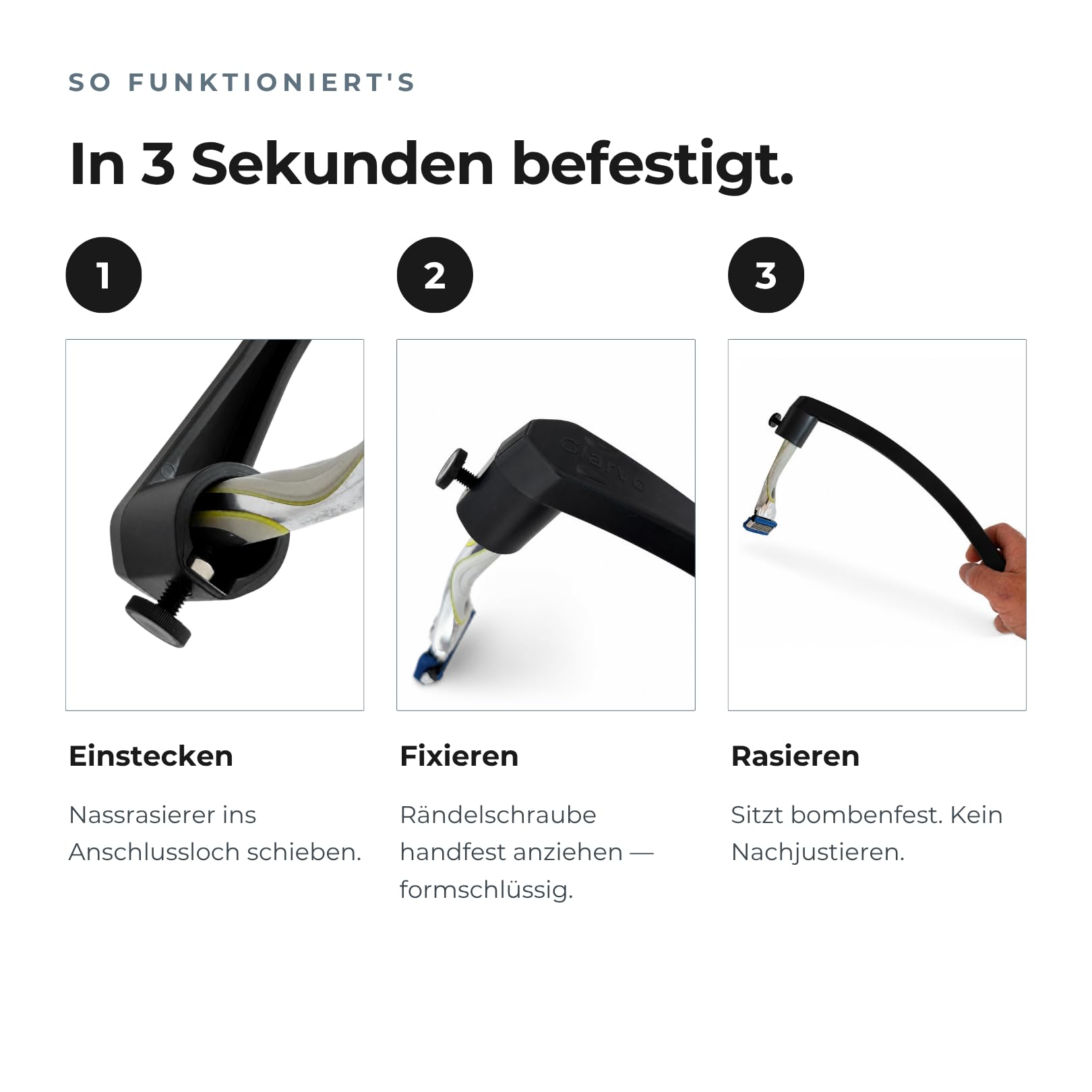 Rückenrasierer Herren – Rasierer-Verlängerung 30 cm für gängige Nassrasierer | Ergonomischer Griff zum Rücken selbst rasieren | Designed in Germany