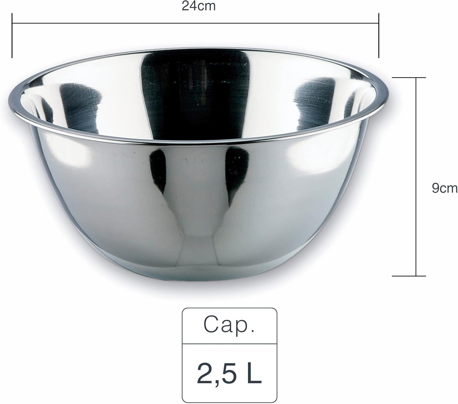 Lacor-14025-CONICAL MIXING BOWL-GARINOX-24 CM 2,8Lt