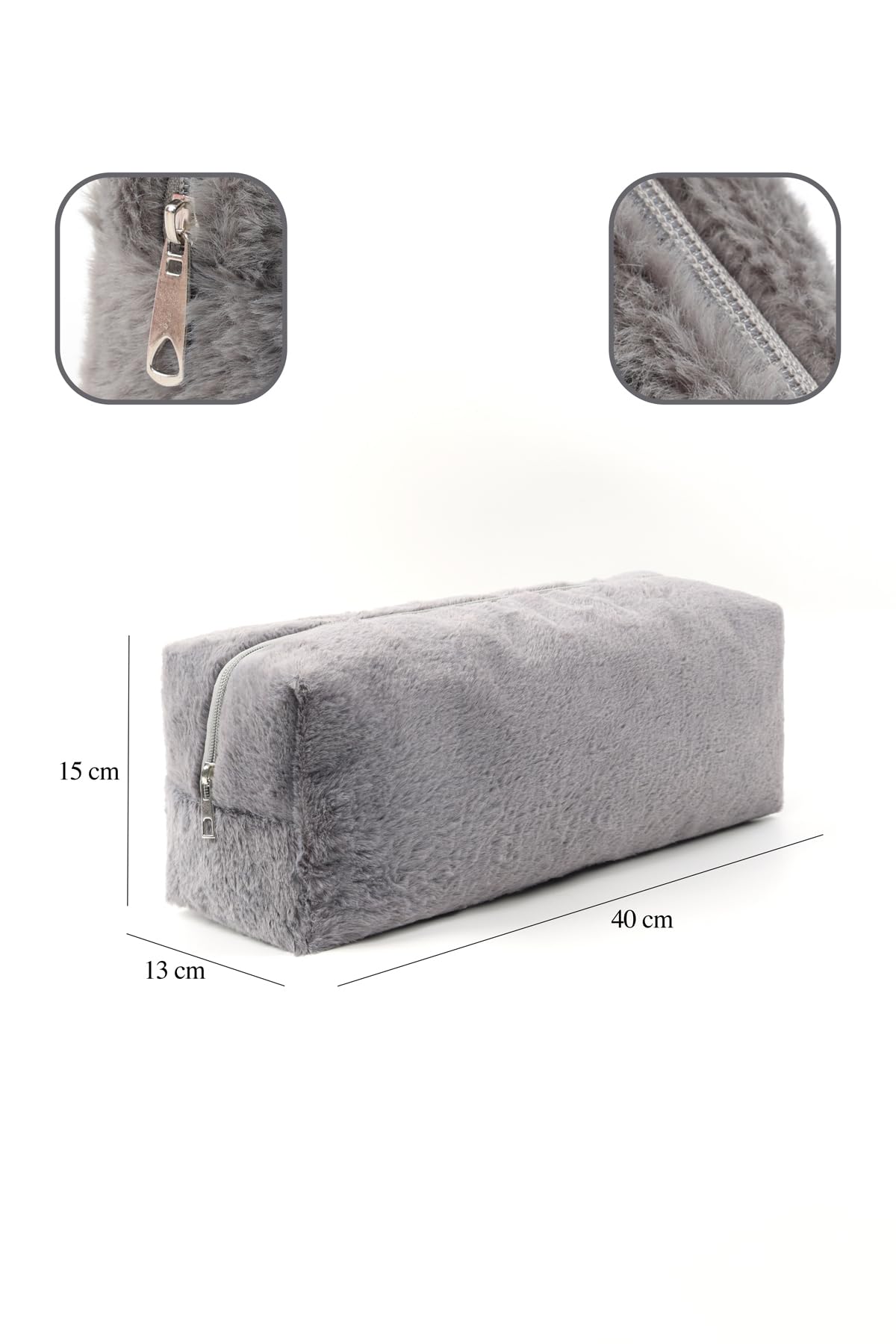 SHAKA Gri SHK268 XL Boy Peluş Kumaş Saç Şekillendirici Makyaj ve Seyahat Çantası
