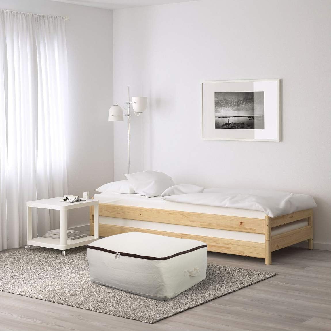 Lot de 3 grands sacs de rangement réutilisables 100 % coton doux pour armoire, placard, chambre à coucher, dortoir universitaire, beige