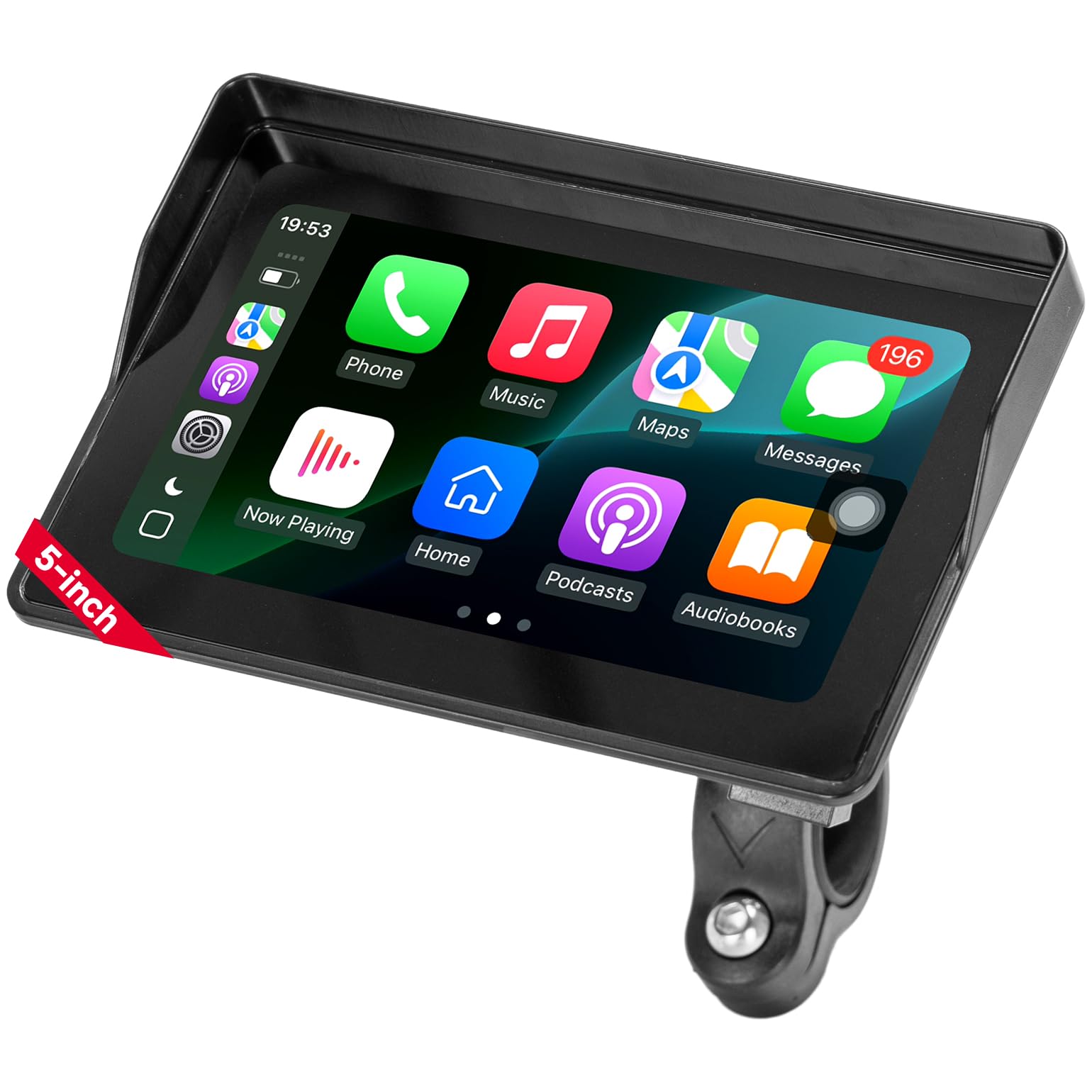 KEMIMOTO Schermo CarPlay per Moto 5 Pollici, Wireless Apple CarPlay e Android Auto, Navigazione GPS Moto IP67 Impermeabile, Compatibile con Guanti, Luminosità Automatica, Schermo HD a Colori