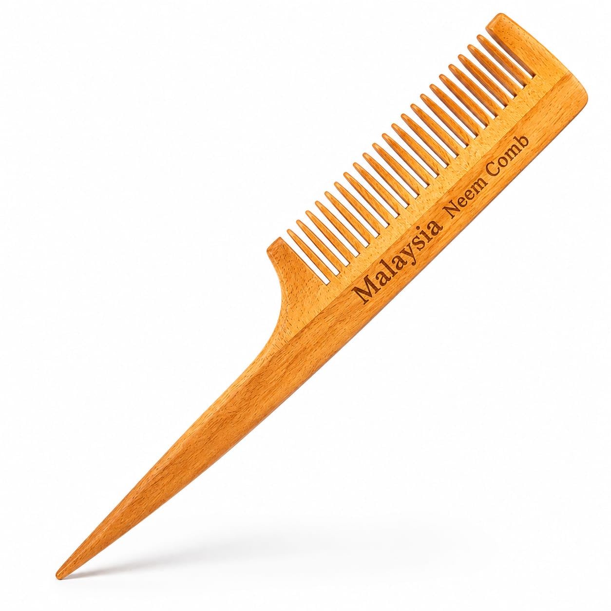 neem wooden tail comb for women hair growth | kacchi neem wood comb for men women,multi-actions - detangling, frizz control & shine, suited for all hair types (pack of 1)