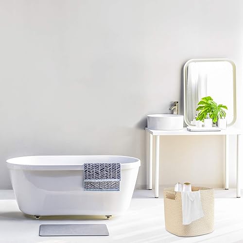 Miniatura 5 de sunla Juego de 3 cestas de almacenamiento de cuerda de algodón tejida, canastas de almacenamiento plegables, cesta de cuerda decorativa duradera