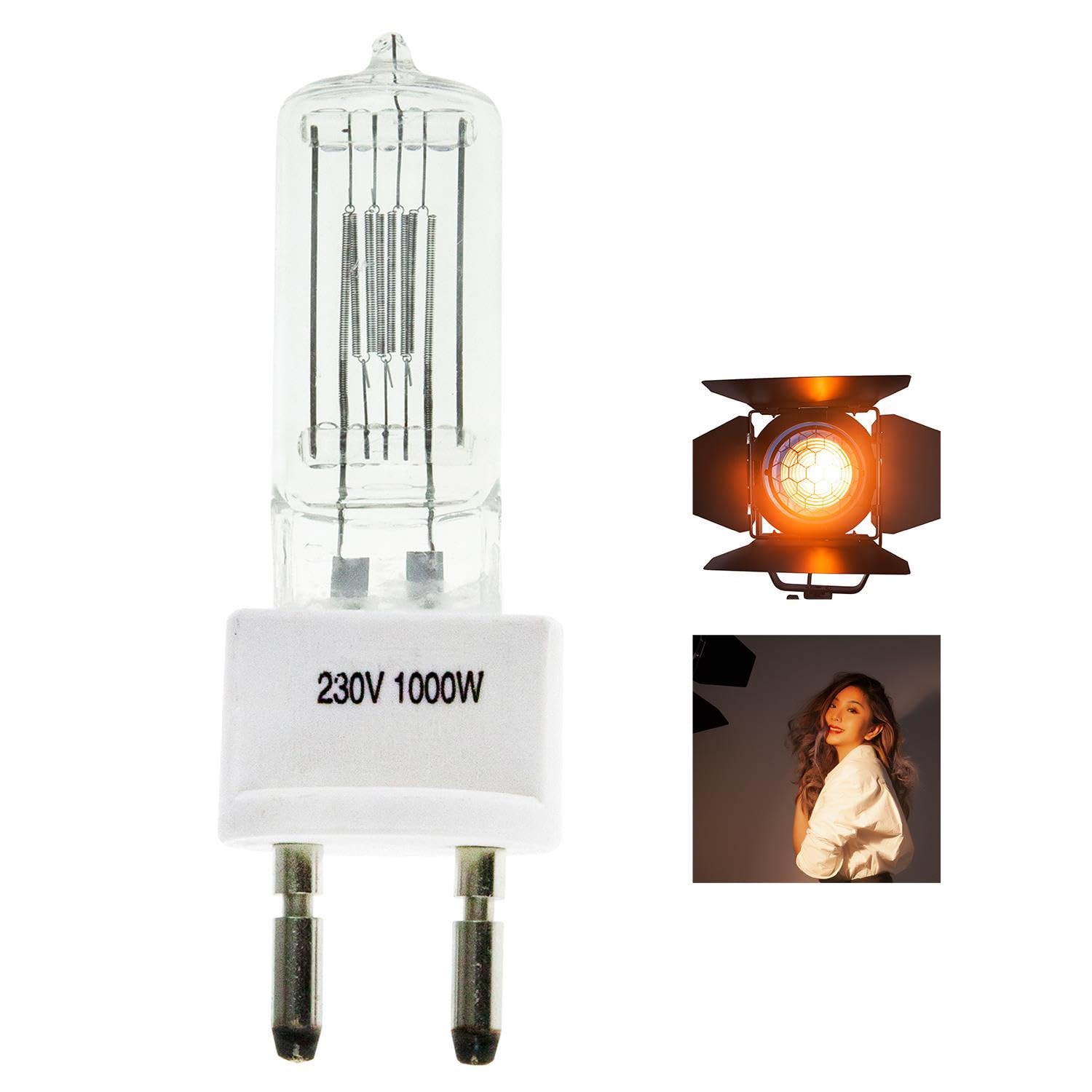 5X Bombilla Halógena de Tungsteno Fresnel 1000W, Lámparas Halógenas, Luz Cálida 3200K 230V, Luz de Tungsteno Fresnel Continua para Fotografía de Productos, Películas, Publicidad