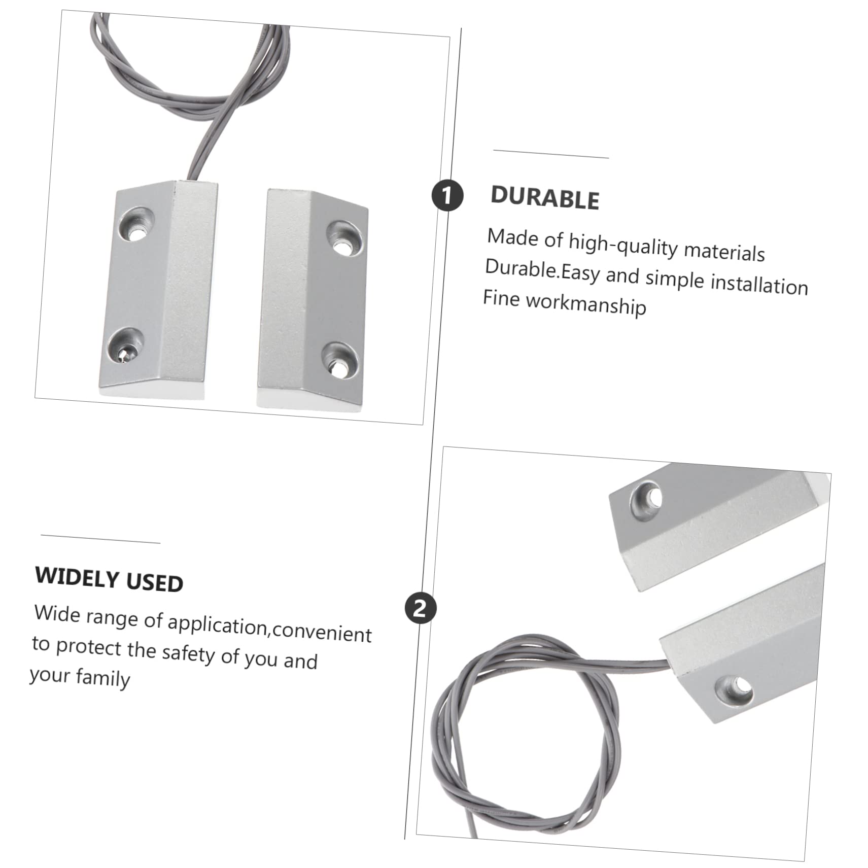 3juegos Sensor De Alarma De Puerta Imán De Zinc De Seguridad Para Puertas De Enrollar y Ventanas Sistema De Alarma Para Fábricas y Tiendas Nc y Función De Conducente