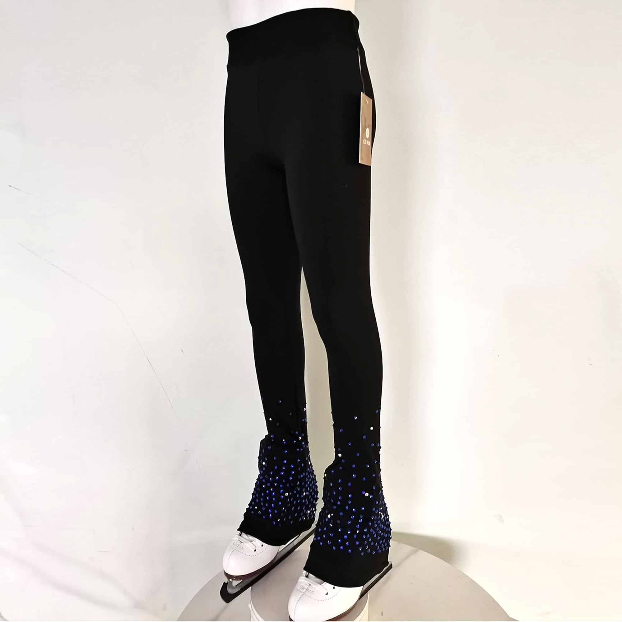 LIUHUO Eiskunstlaufhose Trainingsleggings Fleece glänzend Diamanten Mädchen