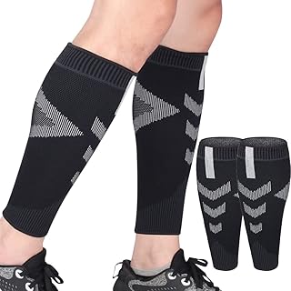 POKEAT 2Pcs Calf Compression Sleeves for Men and Women Leg Compression Sock for Runner Shin Splint Varicose Vein Calf Pain Relief,Black,XL