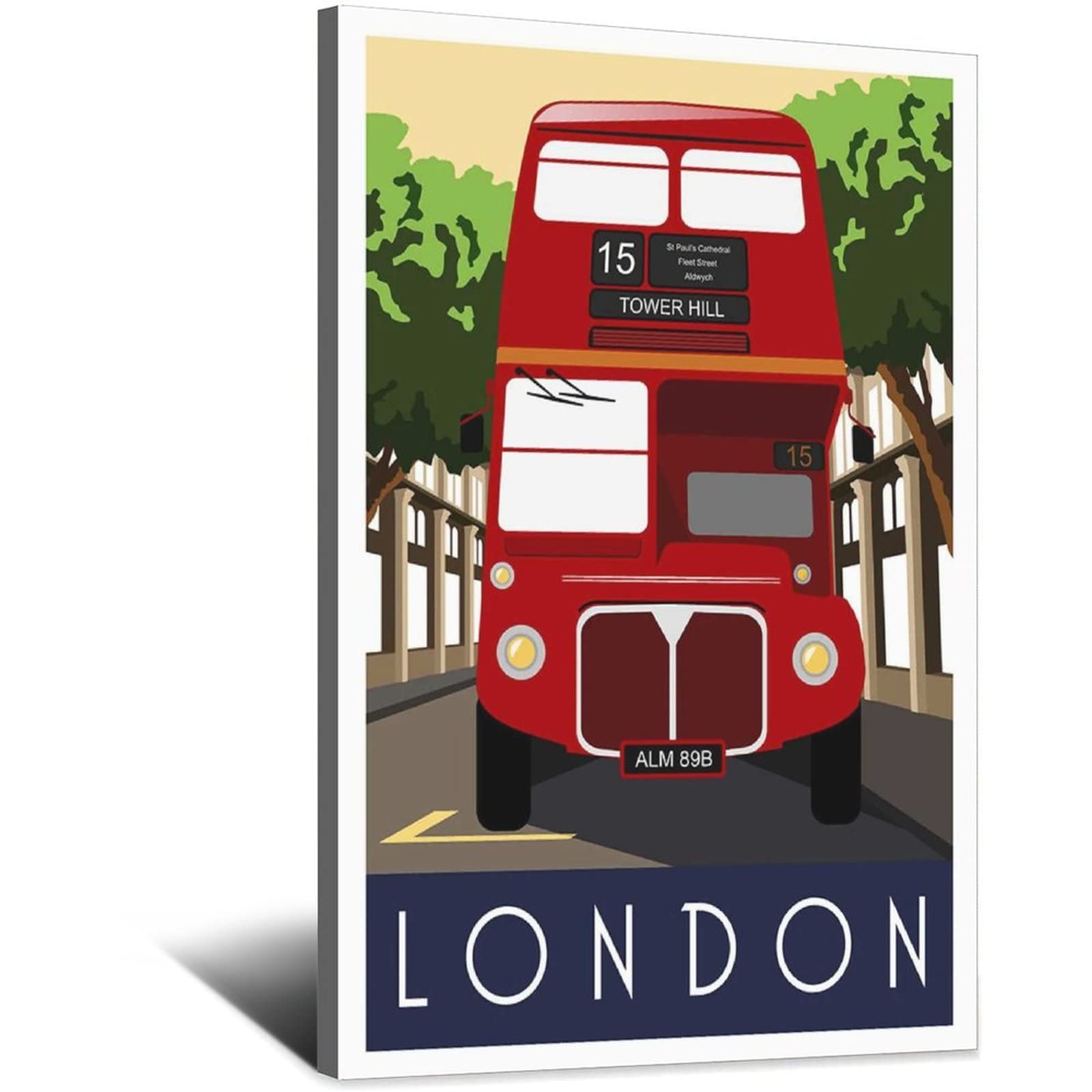 Uejd Frame-Style Vintage England London Bus Travel Poster Decorative Posters Modern Bedroom Canvas Art Poster Picture Painting Posters Wall Decor Art Gift