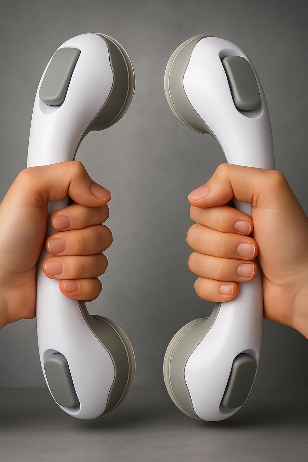 2 Pack Grab Bars for Bathtubs and Showers, Shower Handles for Elderly Seniors bar Safety 500 lbs Walls Handicap Heavy Duty Holder Hooks to Lift Large Tile Glass Suction Cups Tool Length?11.8 in Gray - 2PK