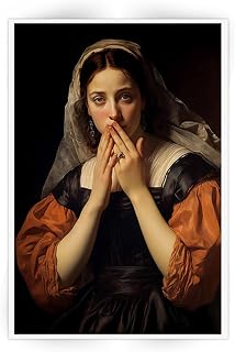 Thcbme Funny Bathroom Wall Art Vintage Oil Painting Woman Covering Nose Humor Bathroom Aesthetic Posters Canvas Prints Farmhouse Wall Art for Restroom Decor 12x16in Unframed