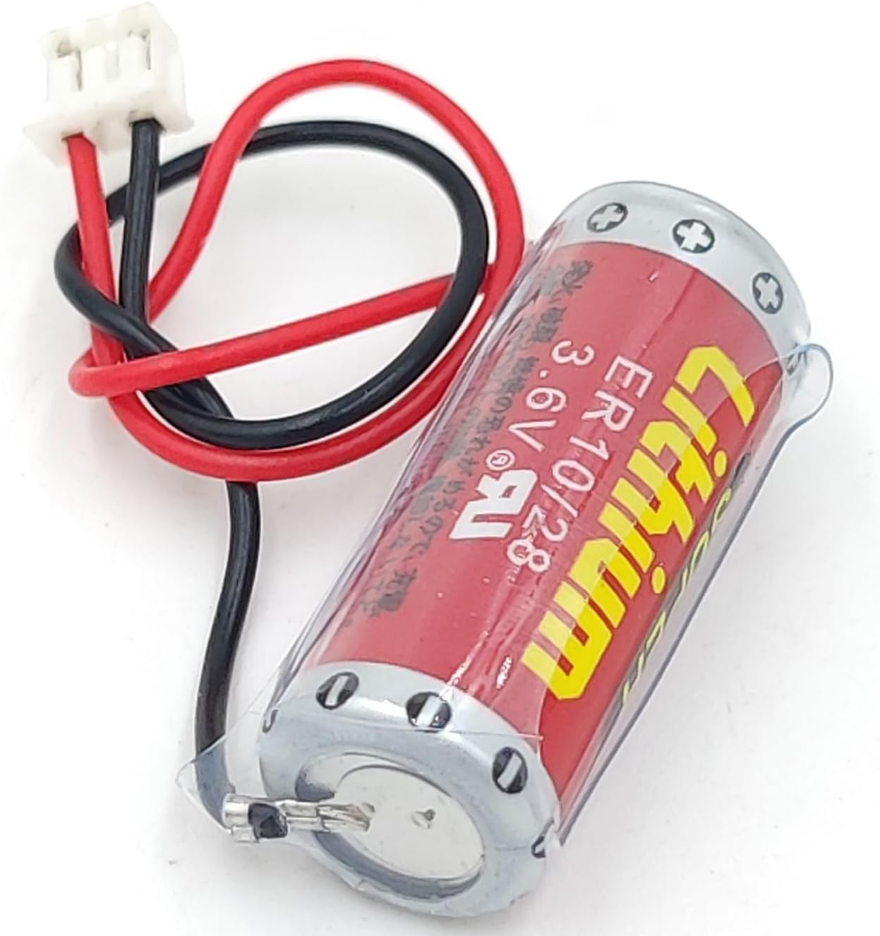 (6 Counts) ER10/28 3.6V 800mAh PLC Lithium Battery Replacemet for FX2NC-32BL ER10280 3.6V Non-Rechargeable Battery with White Plug