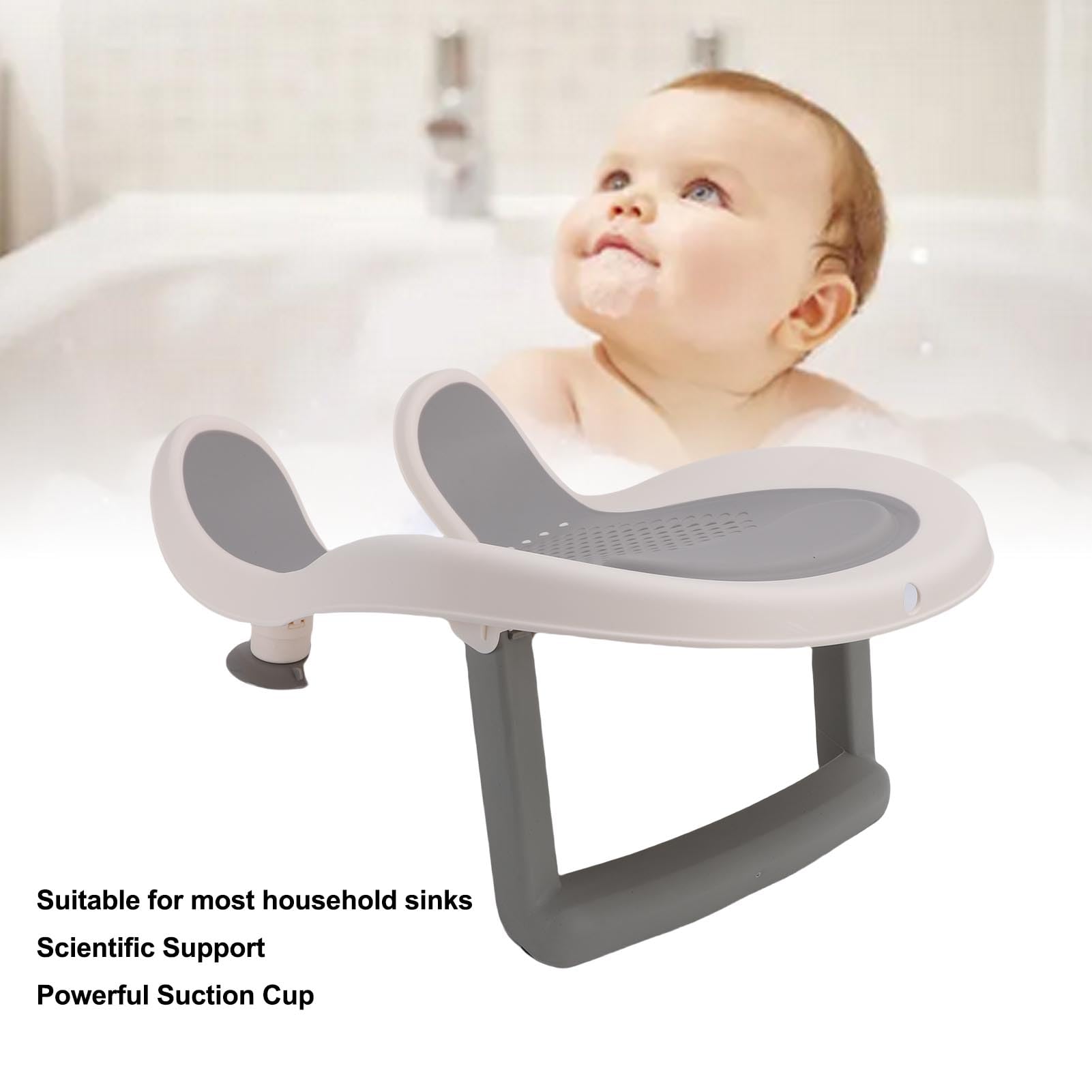 Fabater Lavabo per Culetti con Potente Ventosa, Vasca da Bagno Portatile Salvaspazio per Neonati Sdraiato per Casa, Vasca Ergonomica di Supporto per Bagnetto con Fori di Drenaggio e Rete Morbida