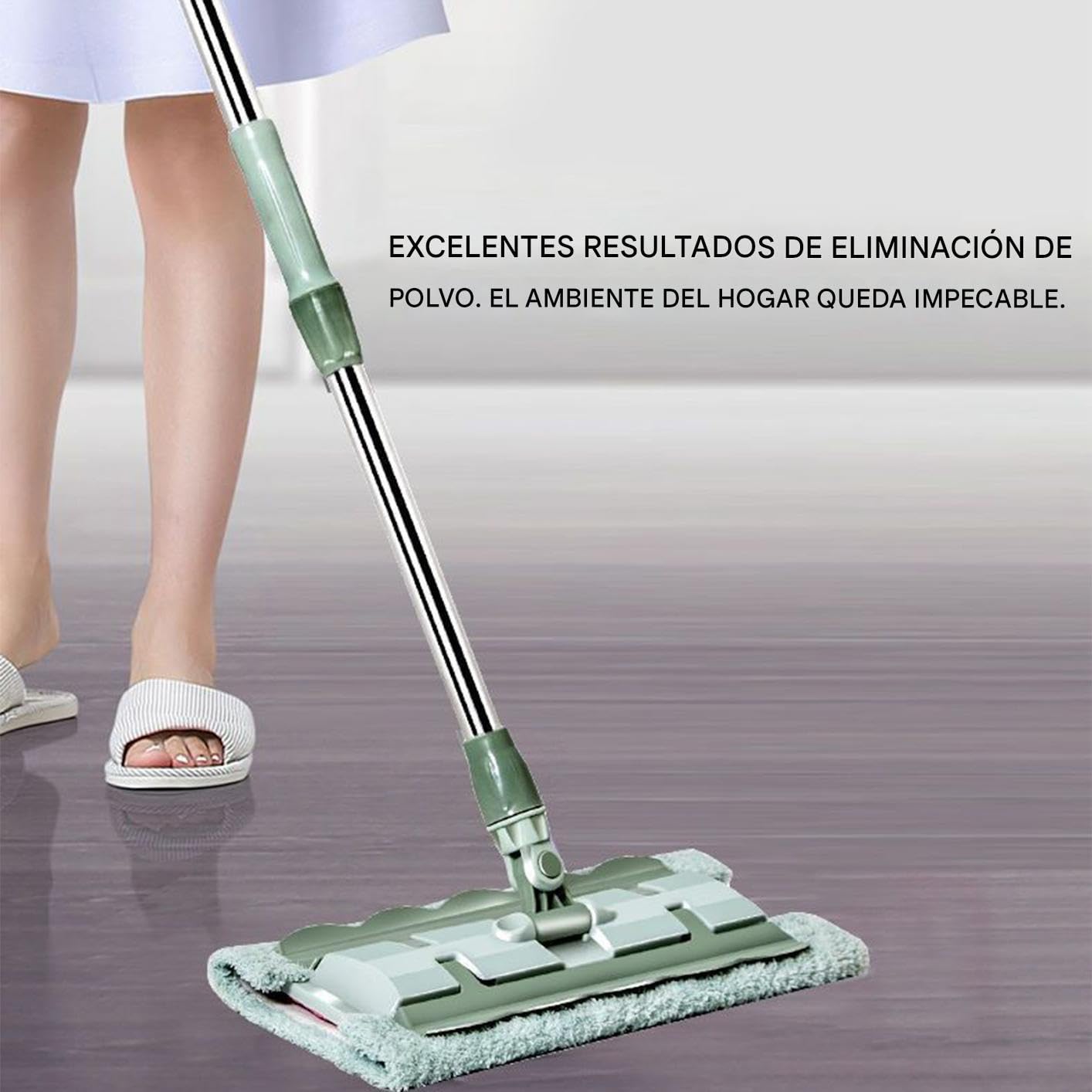 Mopa Plana De Microfibra Fregadora, 7 Almohadillas, Mango Telescópico | Mopa Giratoria 360 Grados para Seco y Húmedo Mantenimiento Diario Hogar Baño Cocina Tarima Azulejos Grandes Áreas