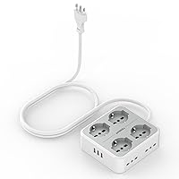 TESSAN Ciabatta Multipresa con 4 Schuko 16A e 4 Prese 10A e 3 USB