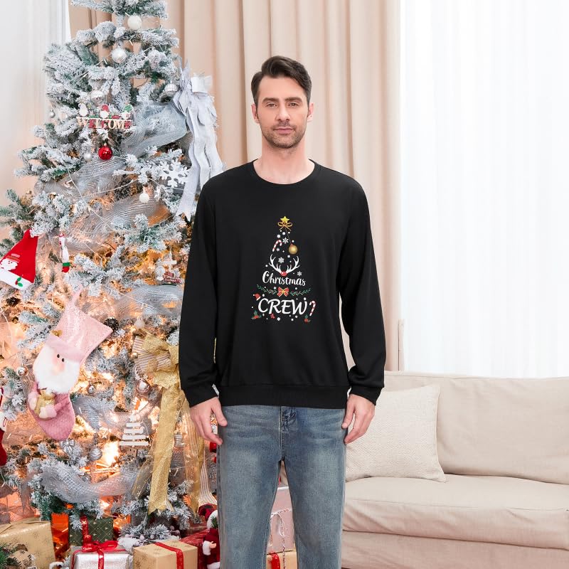 Men Crewneck Sweatshirt, Christmas Holiday Graphic Print Top - Image 2