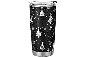 Sinestour Snowflakes 20oz Insulated Tumbler Black Christmas Trees