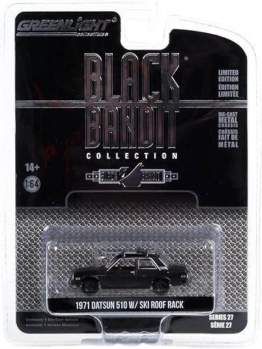 Miniatura 4 de 1971 Datsun 510 con portaequipajes de esquí, color negro - Greenlight 28110D48-164 escala modelo de coche fundido a troquel