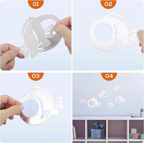 Miniatura 8 de Removable Wall Art Stickers Home Stickers for Wall Decoration Wall Trim Fish and Bubbles Mirror adesivos para pared decorativos Mirror Decals Wall