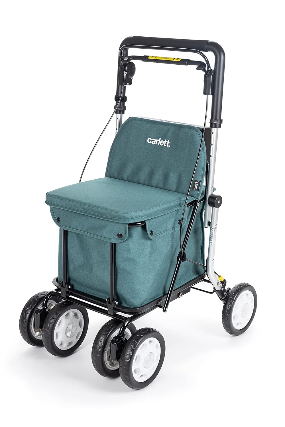 Carlett Andador y Carrito con Asiento Incorporado, Producto Médico Homologado EU, Manillar Regulable, Freno de Parking y Ruedas Ajustables 3 Posiciones, Robusto, Comfort Assist, Verde