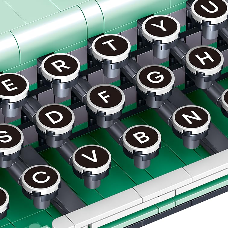 Image of ELAICREE Ideas Retro Typewriter Building Set For Adults, 820Pcs Classic Retro Series Typewriters Toys Model Best Nostalgic Gift, Green
