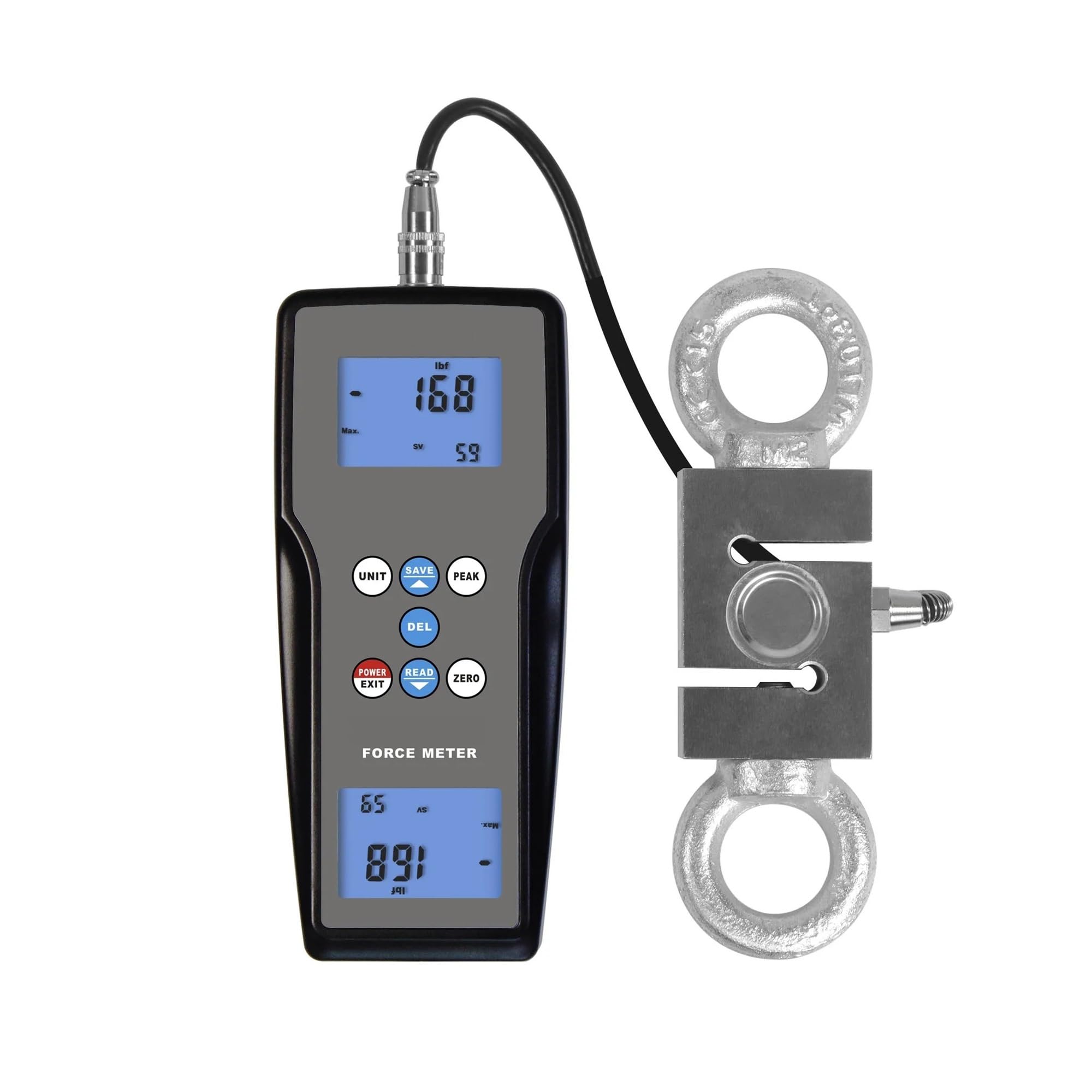 Medidor de fuerza digital, medidor de tracción FM-207-1000K, medidor de empuje de fuerza de inserción y extracción de 9800 N, prueba destructiva, kgf, lbf