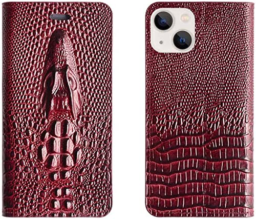 Étui de téléphone folio iPhone 14 Plus clapet cuir rouge vin