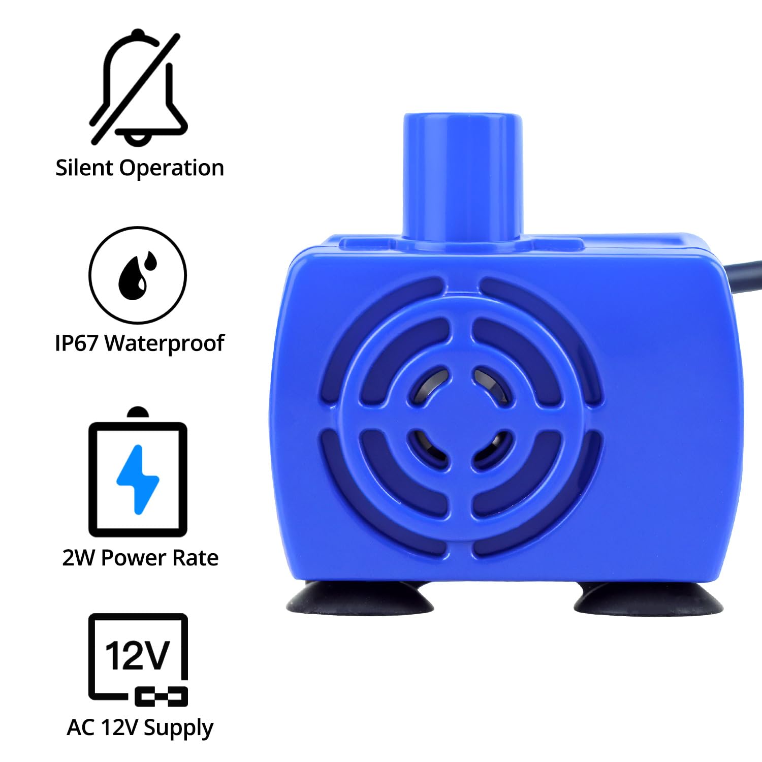 QWORK® Pompa per Fontanella per Gatti 12 V CA 2 W, Pompa Acquario a Bassa Rumorosità, Basso Consumo, Parti Removibili