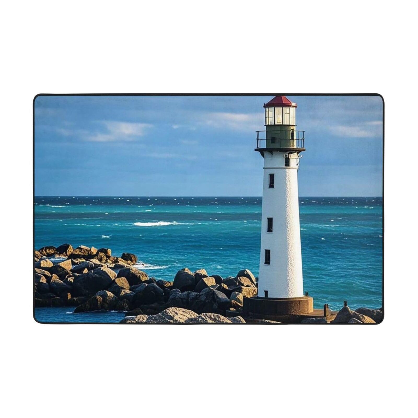 Tapis de sol salon vintage océan lavable antidérapant pour chambre et salle à manger